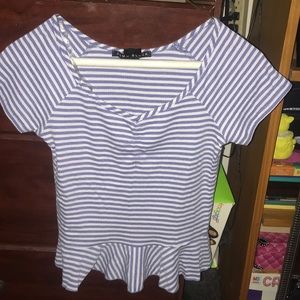 Light blue and white striped top
